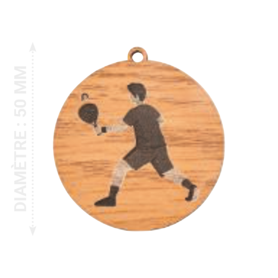 Médaille en bois padel diamètre 50 mm Ref.MBG005
