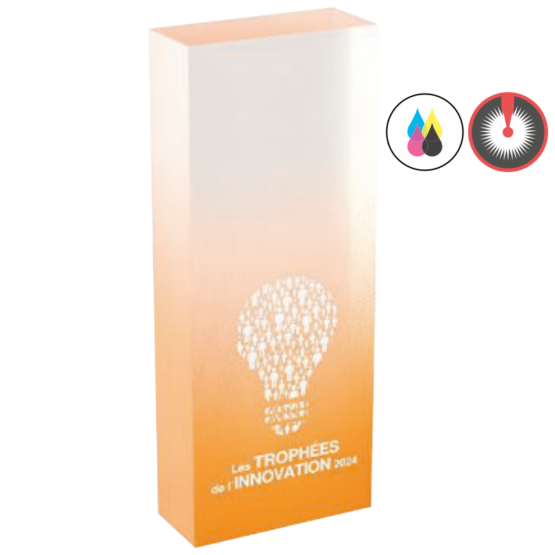Trophée acrylique personnalisable orange H.14 cm Ref.PL5159