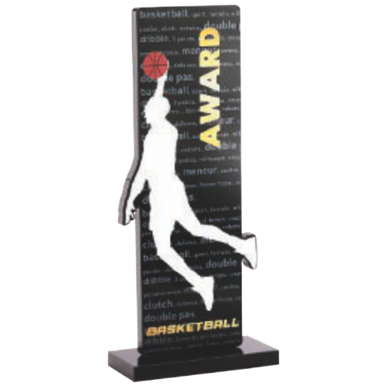 Trophée acrylique personnalisable noir(e) basket-ball 23 cm Ref.PN091