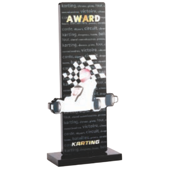 Trophée acrylique personnalisable noir(e) karting 23 cm Ref.PN096