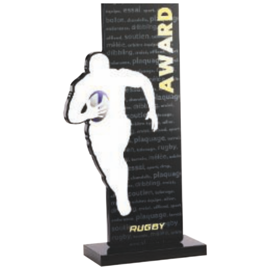 Trophée acrylique personnalisable noir(e) rugby 23 cm Ref.PN100