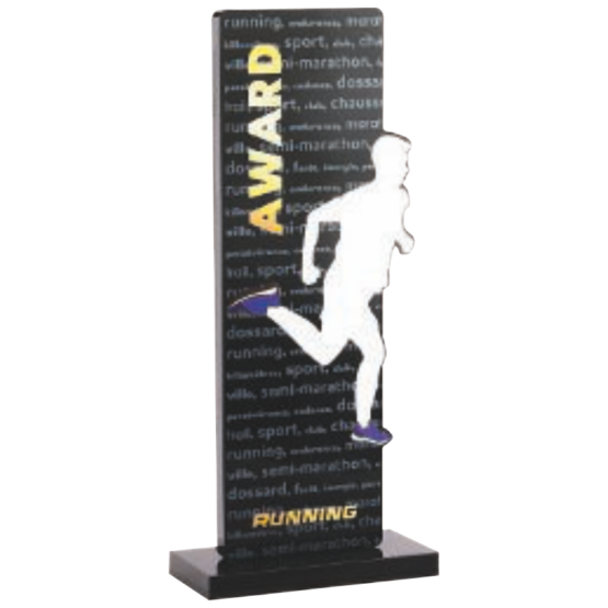 Trophée acrylique personnalisable noir(e) running 23 cm Ref.PN101