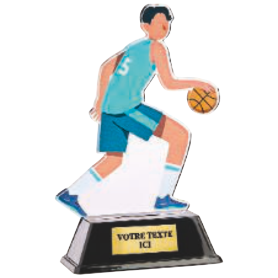 Trophée acrylique personnalisable noir(e) basket-ball 23 cm Ref.PN105