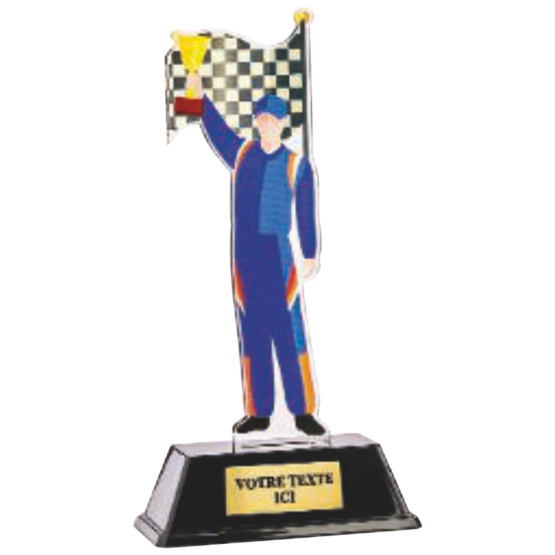 Trophée acrylique personnalisable karting 19 cm Ref.PN110