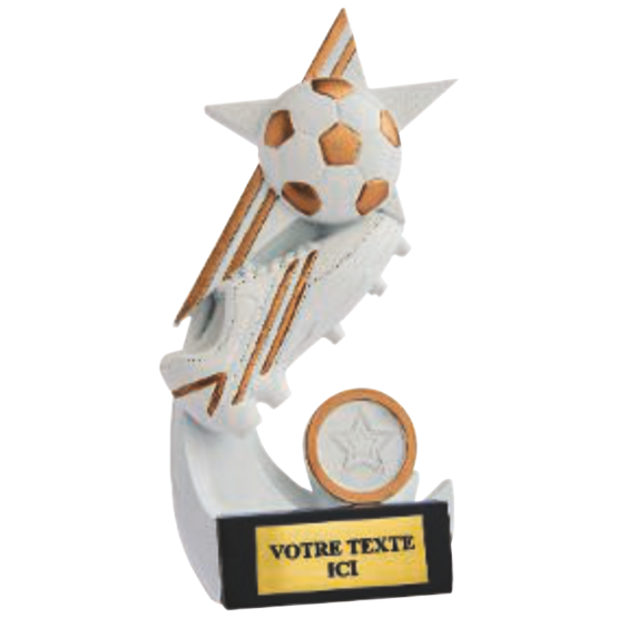 Trophée résine discipline éco or/blanc football H.18 14 12 cm Ref.RS5114