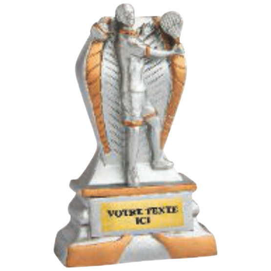 Trophée résine discipline éco argent/or tennis 12 cm Ref.RS5135