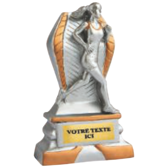 Trophée résine discipline éco argent/or running 12 cm Ref.RS5141
