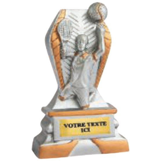 Trophée résine discipline éco argent/or tennis 12 cm Ref.RS5143
