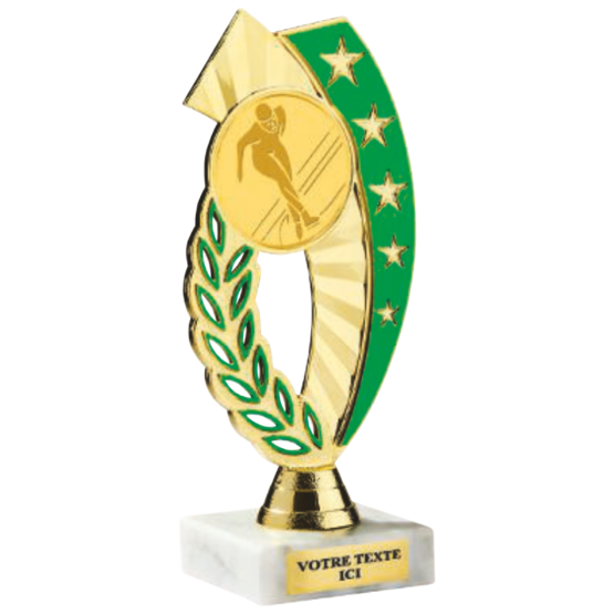 Petit trophée plastique monté or/vert(e) H.19 16 13 cm Ref.TP5388