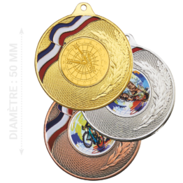 Médaille portecentre fer bleu/blanc/rouge 50 mm Ref.M5024