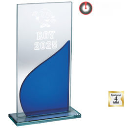 Trophée verre économique transparent/bleu H.19 17 15 cm Ref.TV5163