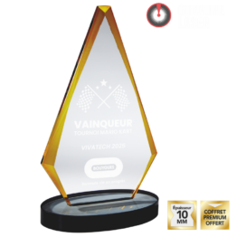Trophée verre personnalisable transparent/or H.24 cm Ref.TV5165