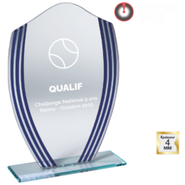 Trophée verre économique transparent/bleu H.21 19 17 cm Ref.TV5169