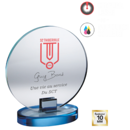 Trophée verre épaisseur 10 mm socle bleu H.18 cm Ref.TV5172