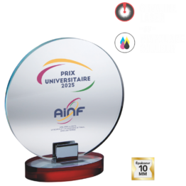 Trophée verre épaisseur 10 mm socle rouge H.18 cm Ref.TV5173