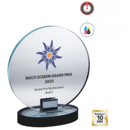 Trophée verre épaisseur 10 mm socle noir H.18 cm Ref.TV5174