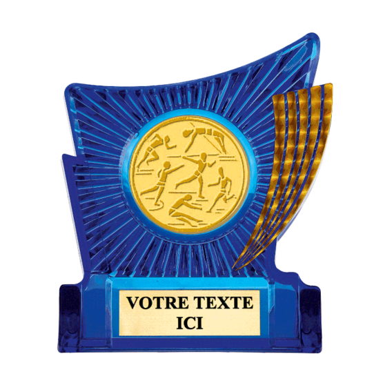 Trophée plastique bleu H.13 cm