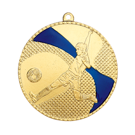 Médaille frappée fer Foot 50mm bleu Ref.M261 - Or