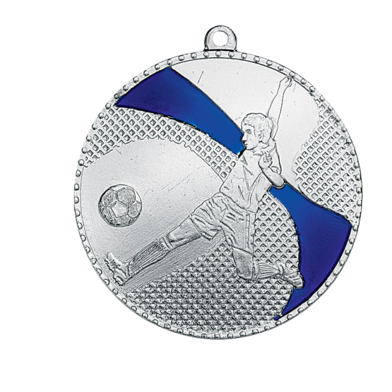Médaille frappée fer Foot 50mm bleu Ref.M261 - Argent