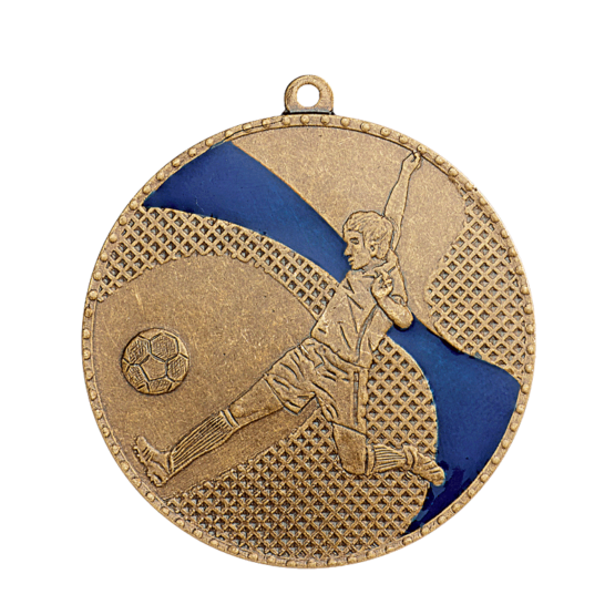 Médaille frappée fer Foot 50mm bleu Ref.M261 - Bronze