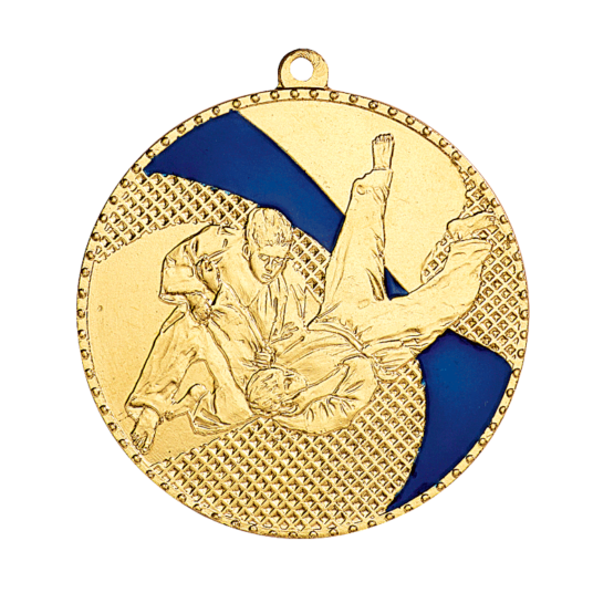 Médaille frappée fer Judo 50mm bleu Ref.M263 - Or