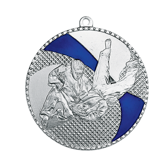 Médaille frappée fer Judo 50mm bleu Ref.M263 - Argent