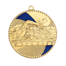 Médaille frappée fer Natation 50mm bleu Ref.M264 - Or