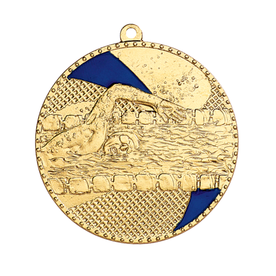 Médaille frappée fer Natation 50mm bleu Ref.M264 - Or