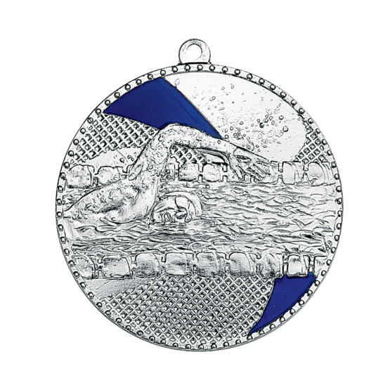 Médaille frappée fer Natation 50mm bleu Ref.M264 - Argent