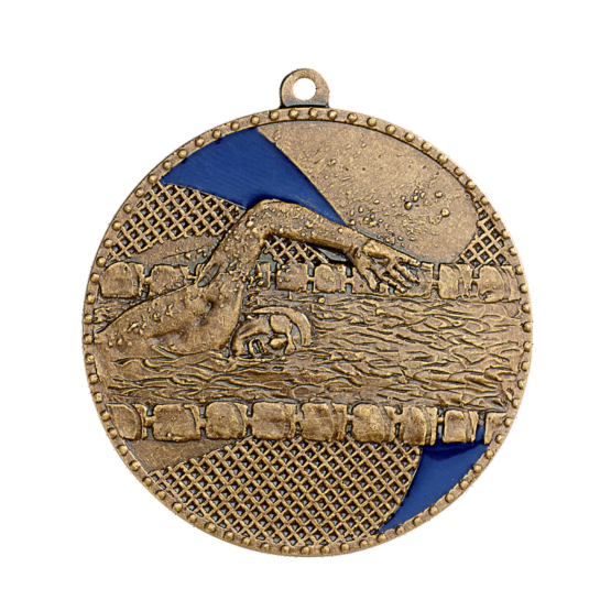 Médaille frappée fer Natation 50mm bleu Ref.M264 - Bronze