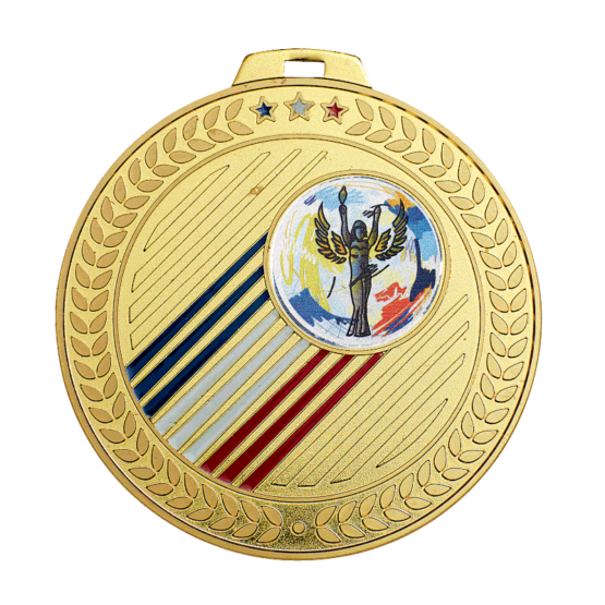 Médaille laiton bleu/blanc/rouge 70mm Ref.M700 - Or