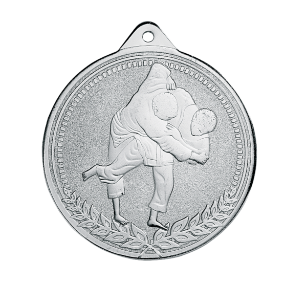 Médaille frappée fer Judo 70mm Ref.MF04 - Argent