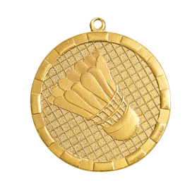 Médaille frappée fer badminton or 50mm Ref.MF50R