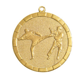 Médaille frappée fer karaté or 50mm Ref.MF58R