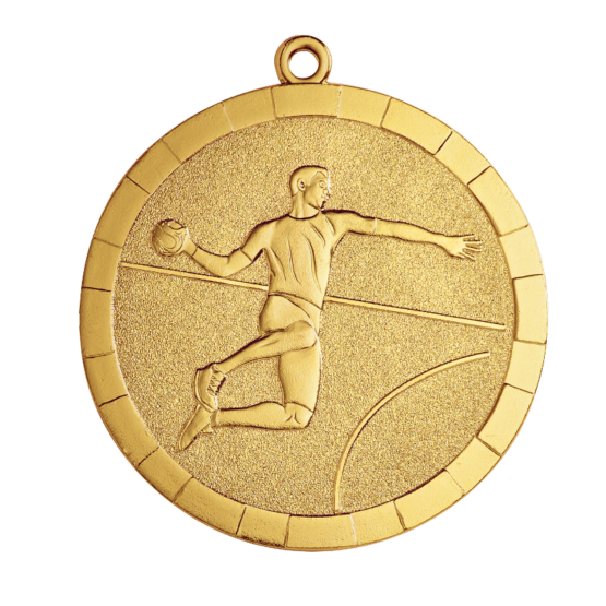 Médaille frappée fer handball or 50mm Ref.MF75R