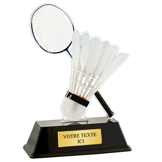 Trophée plexi badminton H.16 cm