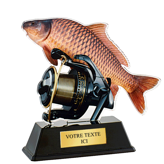 Trophée plexi pêche H.16 cm