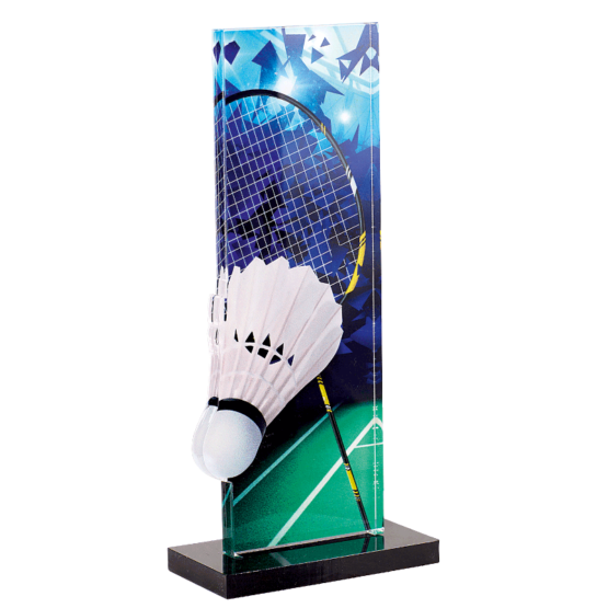Trophée plexi badminton H.22 cm