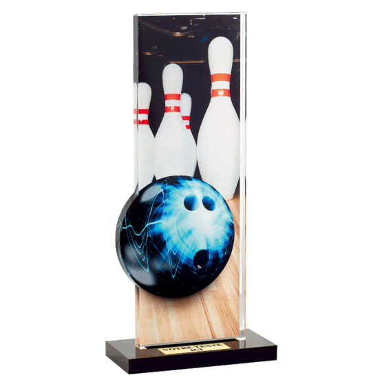Trophée plexi Bowling H.22 cm