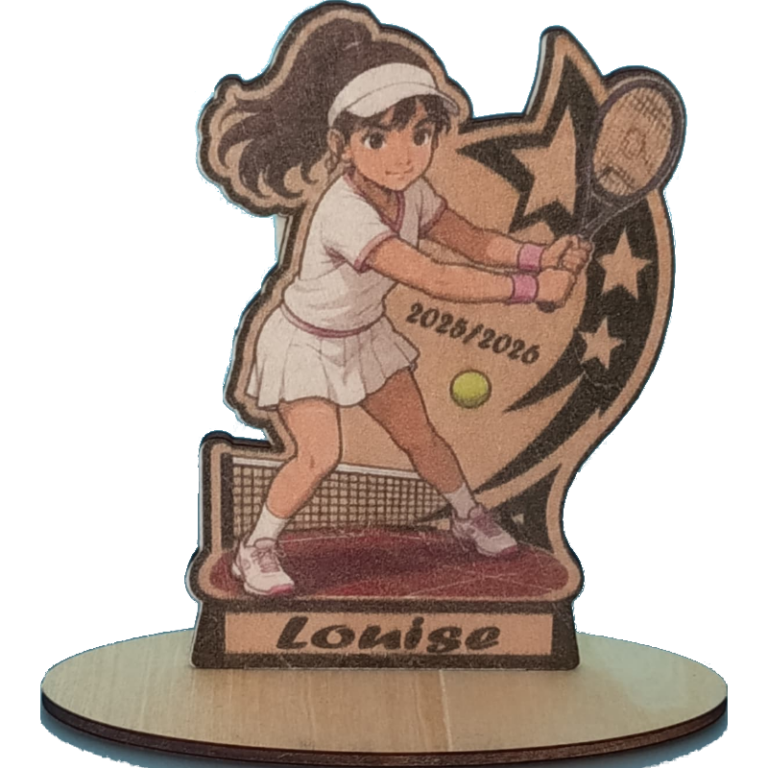 trophée bois personnalisée tennis