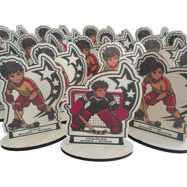 trophée bois personnalisée rink hockey